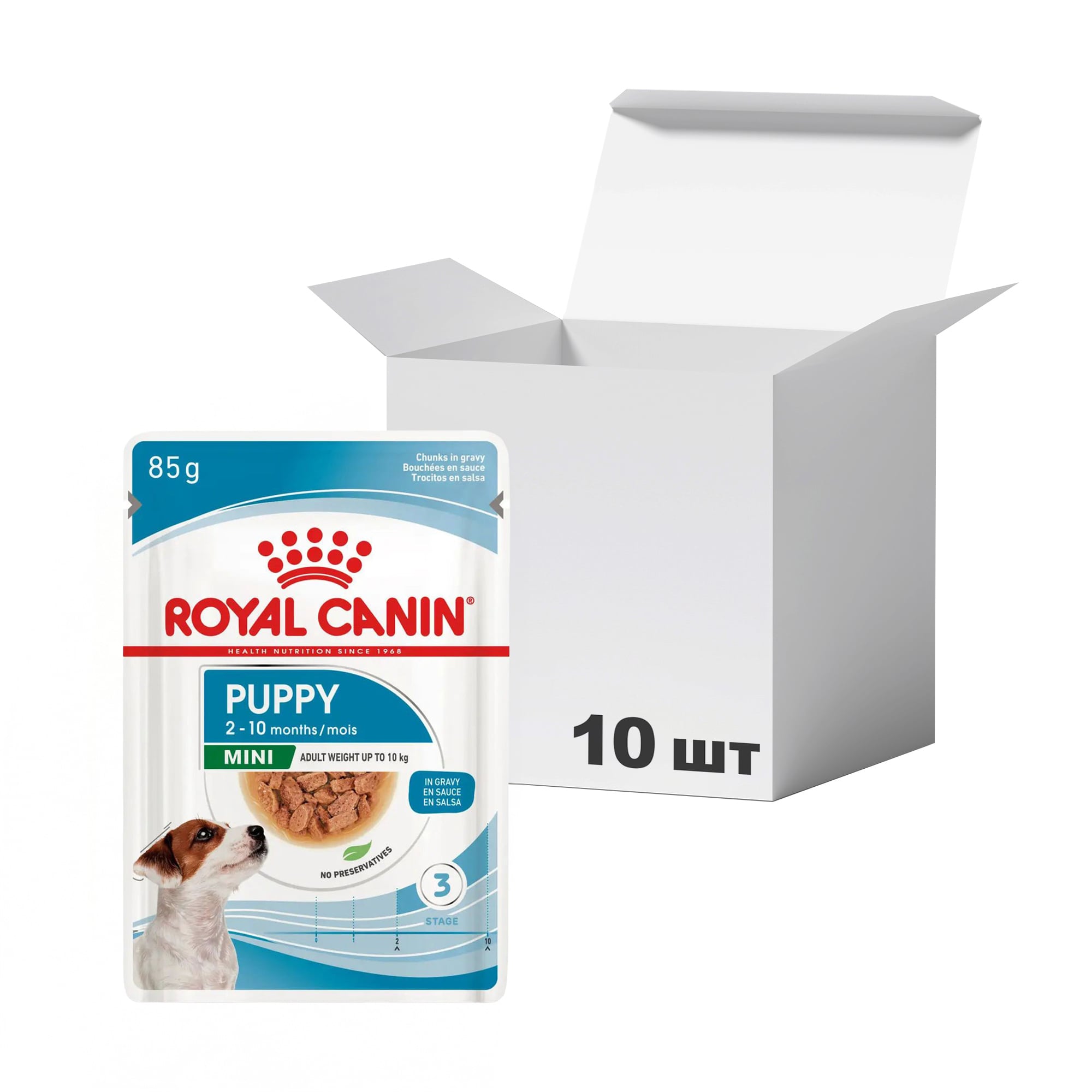 Упаковка вологого корму для цуценят Royal Canin Mini Puppy, 85 г * 10 шт